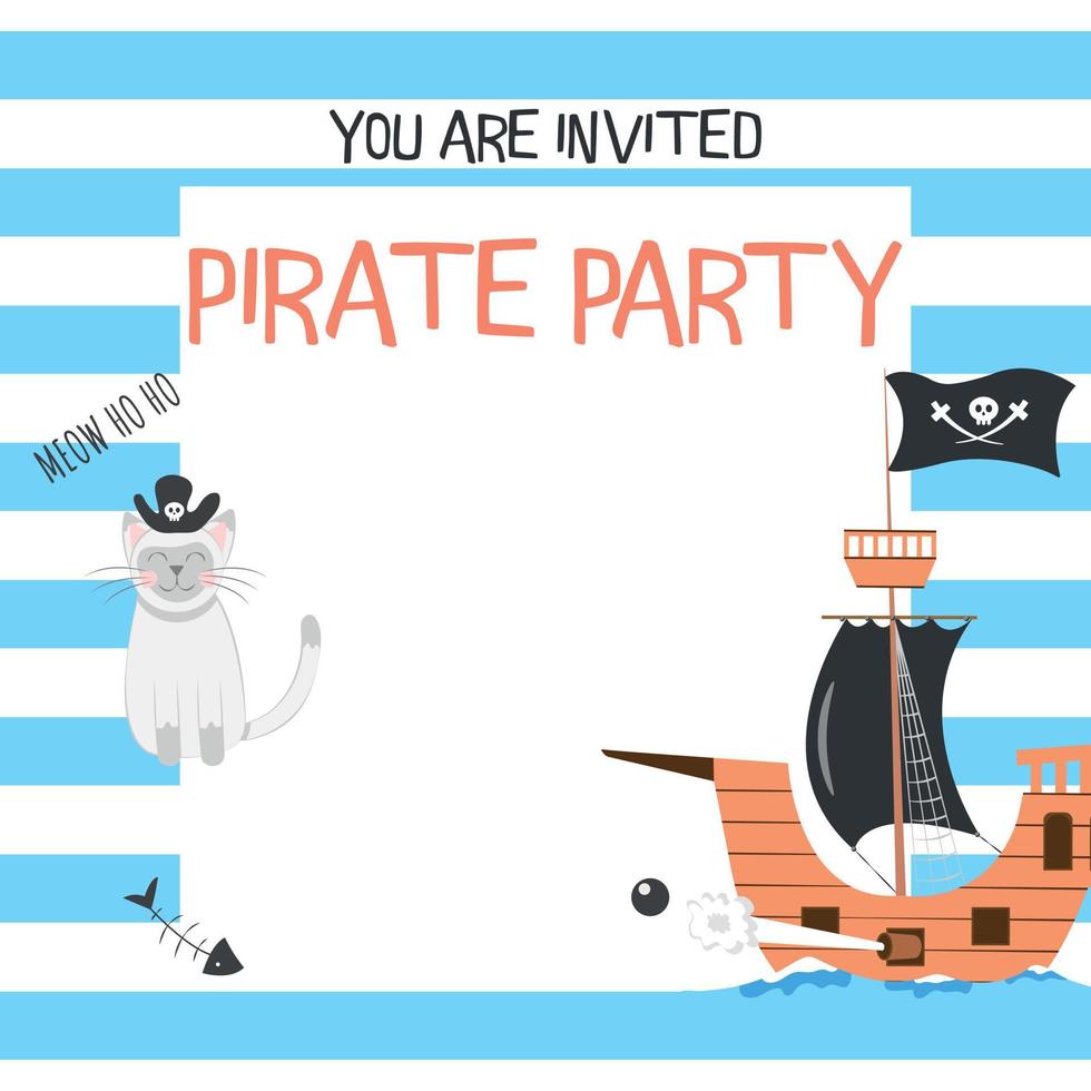 modello di invito per la festa dei pirati vettore