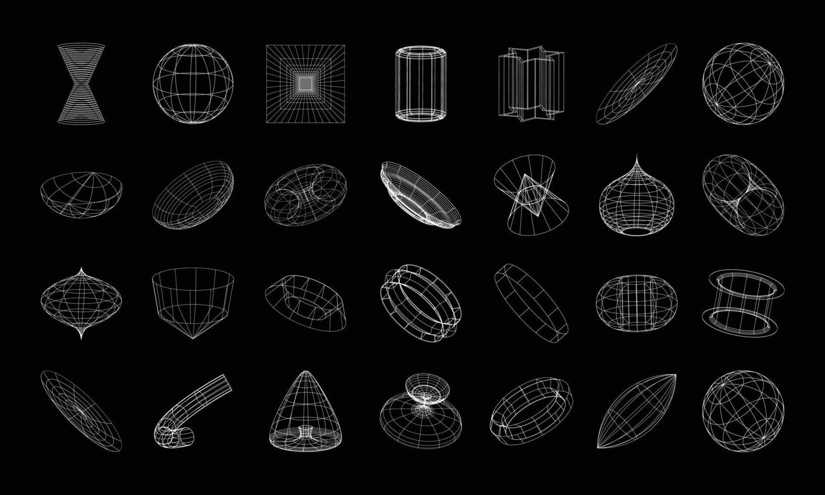 wireframe astratto stile anni '80. illustrazione della griglia futuristica retrò. elemento grafico di design tecnologico. pacchetto di stile di design cyberpunk in vettoriale. vettore