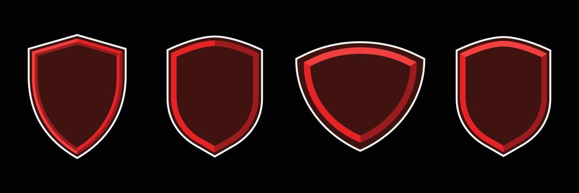 Distintivo 3d con ombra e contorno. scudo esport in un modello vuoto. set di badge scudo per logo esport. vettore