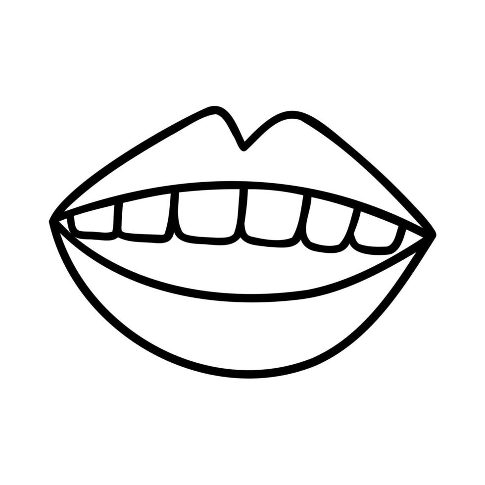 doodl apre i denti larghi e la bocca affilata wow isolata su sfondo bianco vettore