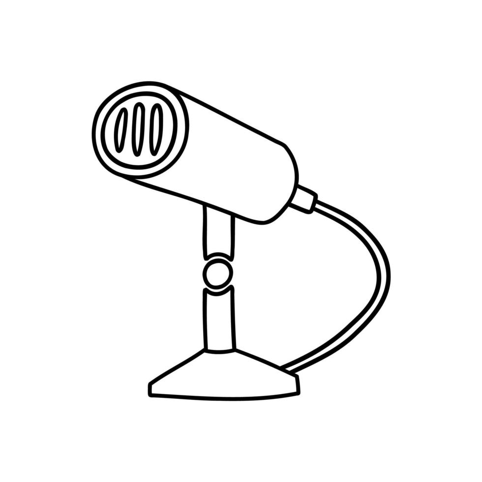 microfono doodle disegnato a mano. illustrazione vettoriale su sfondo bianco.