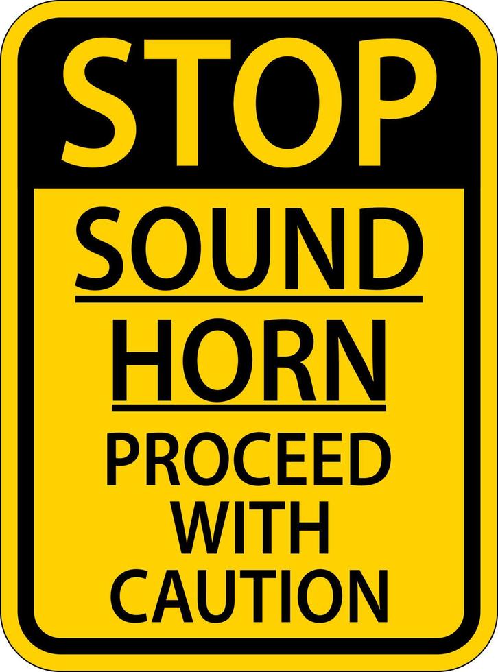 avvisatore acustico procedere con segno di cautela su sfondo bianco vettore