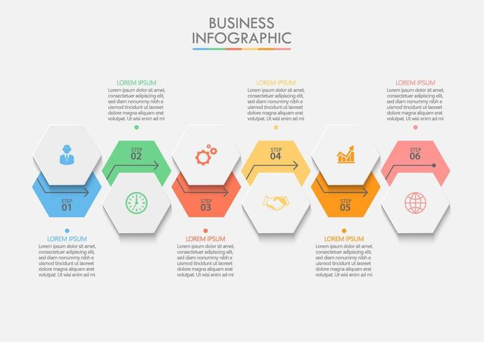 Modello di business infografica esagono vettore