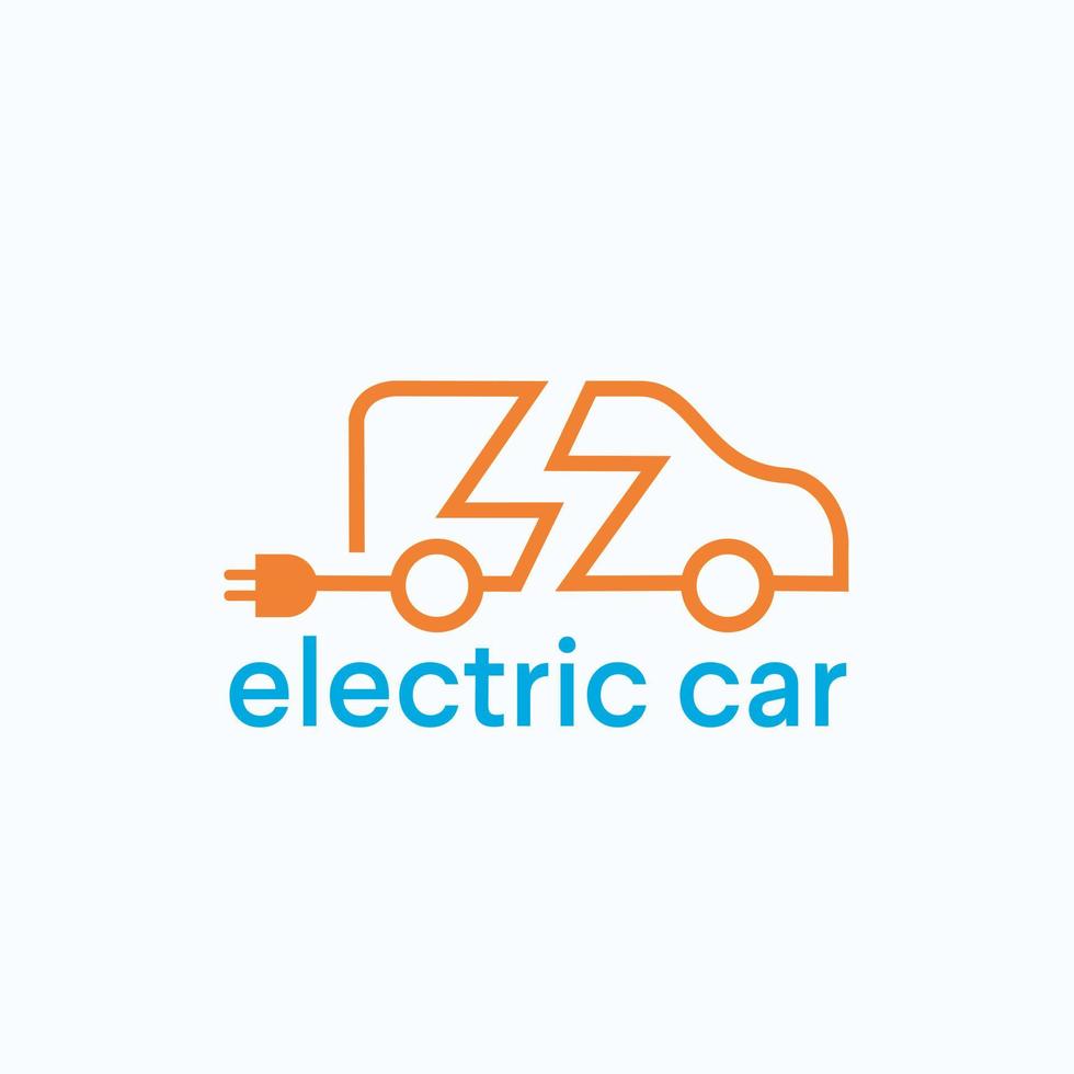 auto elettrica con simbolo dell'icona della spina, auto elettrica, logotipo del punto di ricarica per veicoli ibridi verdi, concetto di veicolo ecologico, illustrazione vettoriale