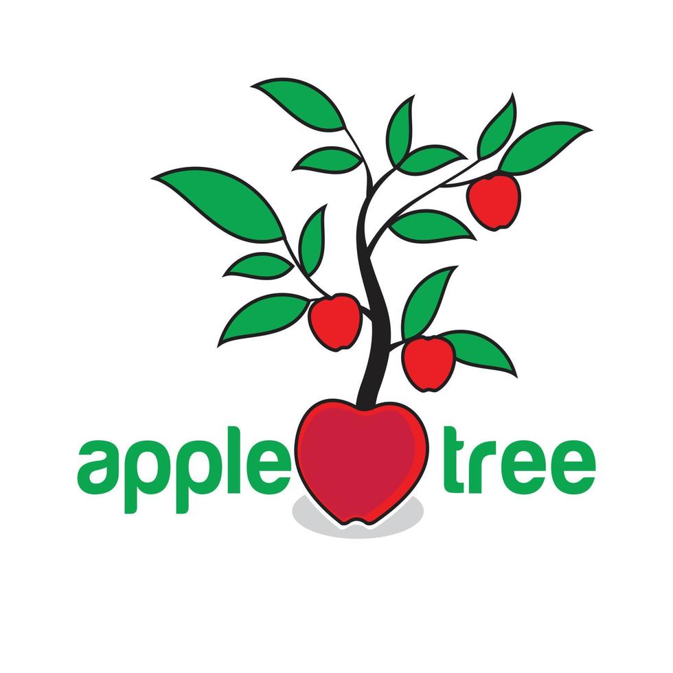ispirazione per il design del logo dell'albero di mele vettore