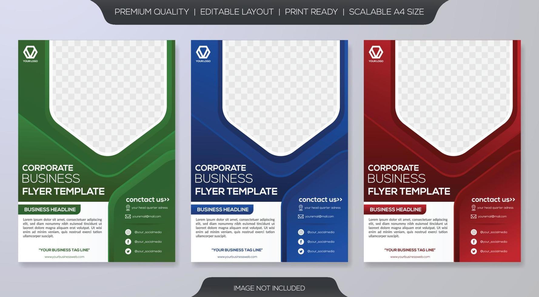 set di design del modello di volantino aziendale con concetto astratto e layout minimalista vettore