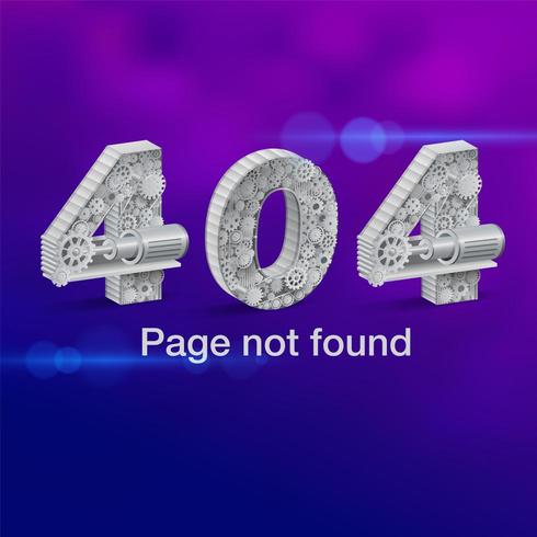 Pagina di errore 404 non trovata con numeri costituiti da ingranaggi vettore