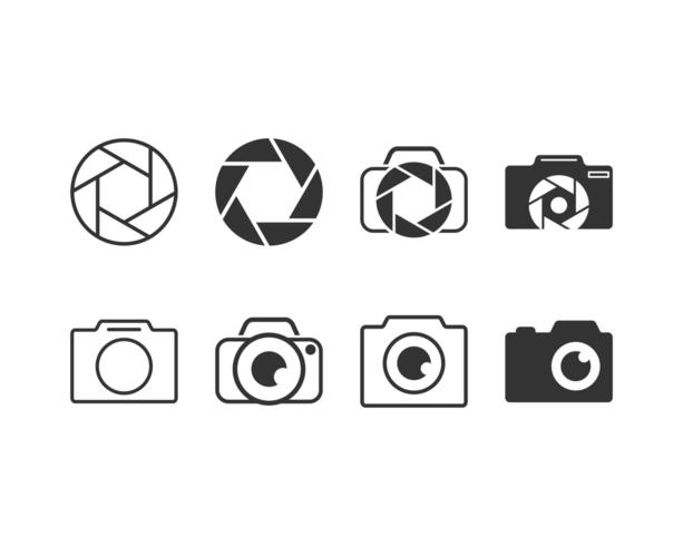 Fotografia e set di icone grafiche fotocamera vettore