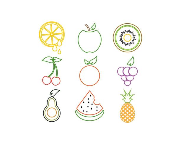 Insieme dell&#39;icona di frutta colorata logo vettore