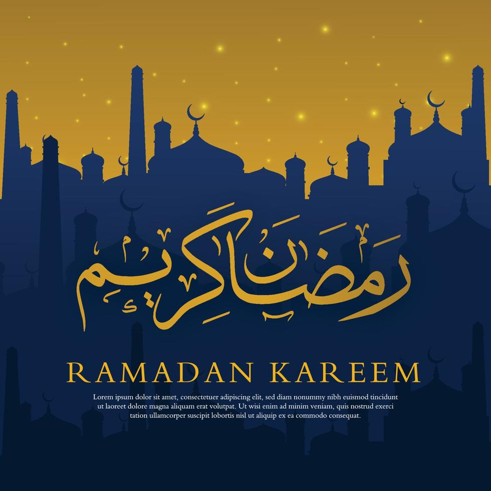 design di sfondo islamico ramadan kareem con uso in stile moderno e arabo per contenuti di social media e banner pubblicitari, eid mubarak, hari raya, eid fitr, eid adha, hajj, umrah vettore