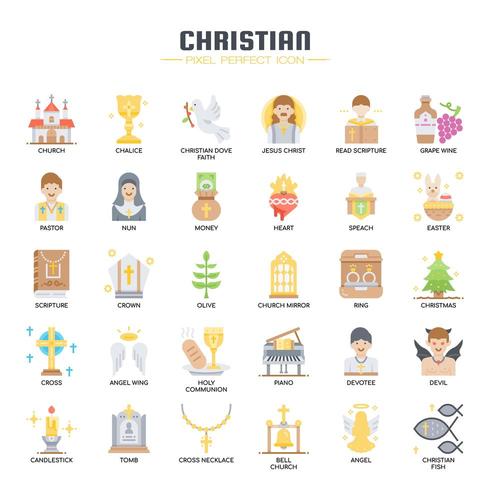 Christian Elements, Thin Line e Pixel Perfect Icons vettore