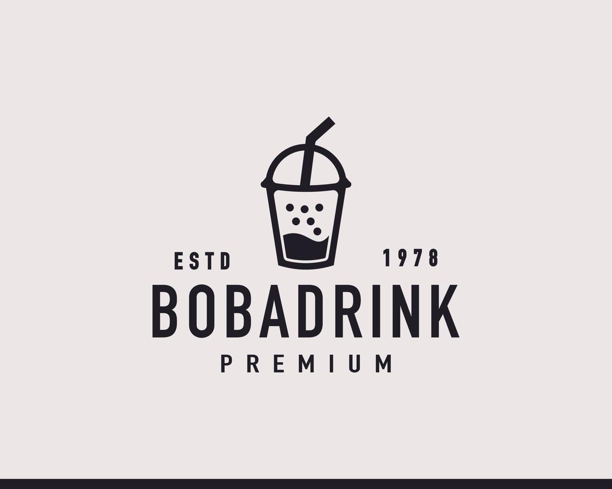 ispirazione per il design del logo boba hipster vintage retrò bevanda a bolle vettore