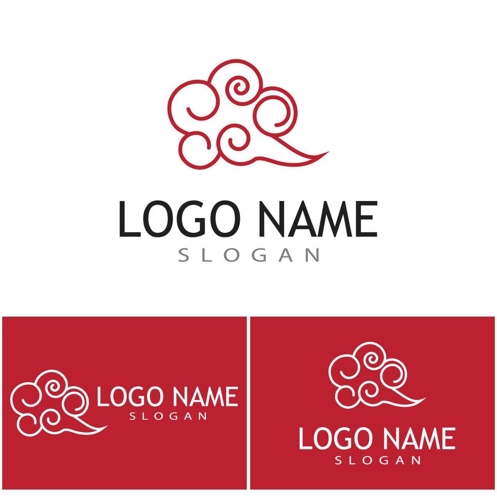 Nuvole cinesi modello logo simbolo di vettore di design