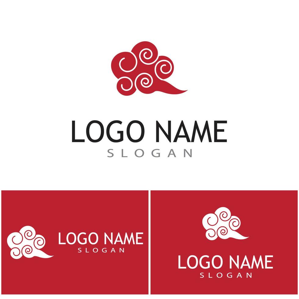 Nuvole cinesi modello logo simbolo di vettore di design