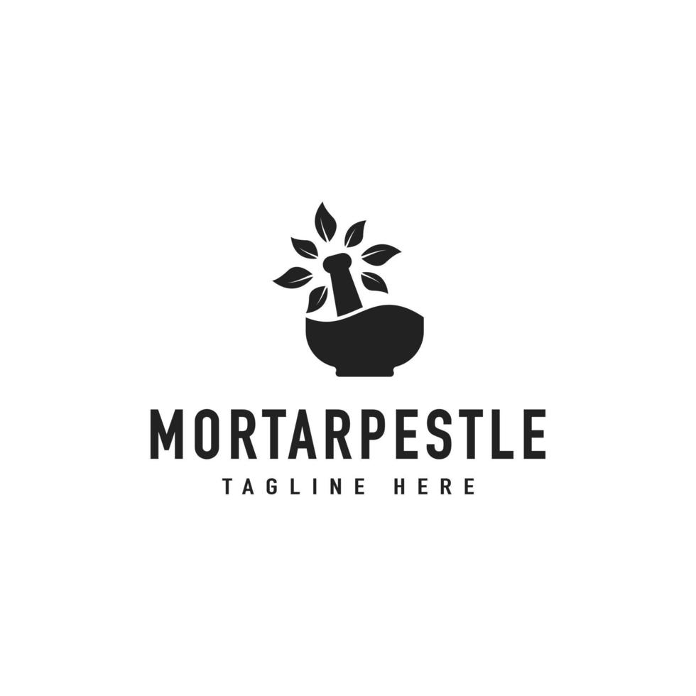 vintage mortaio pestello foglia ciotola hipster logo disegno vettoriale ispirazione