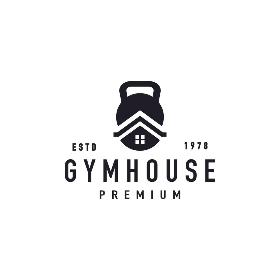 palestra, ispirazione per il design vettoriale del logo della silhouette della casa fitness