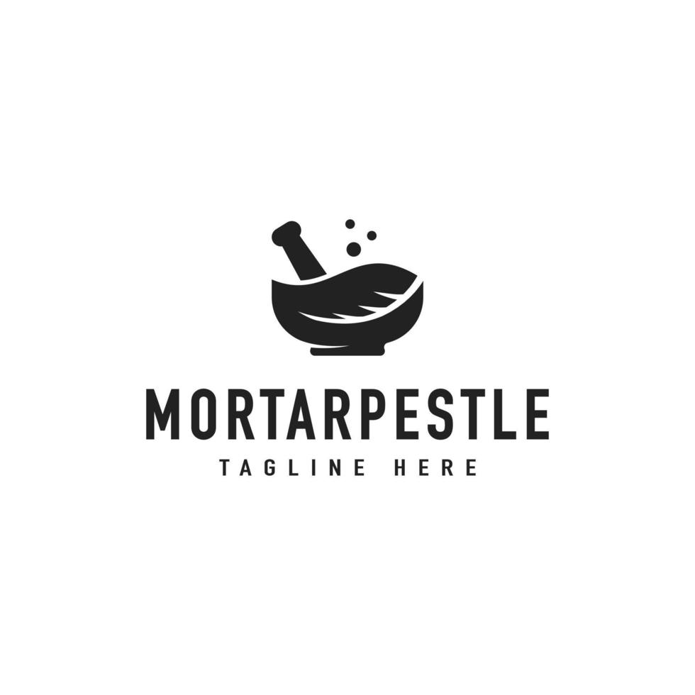 vintage mortaio pestello foglia ciotola hipster logo disegno vettoriale ispirazione