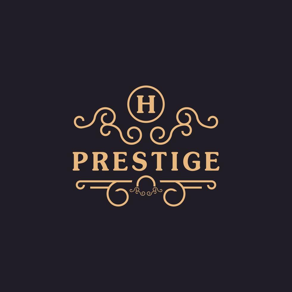 il design del logo di lusso fiorisce con linee di ornamento calligrafiche eleganti. identità del logo per ristorante, royalty, boutique, bar, hotel, araldico, gioielli, elemento del modello vettoriale simbolo della moda