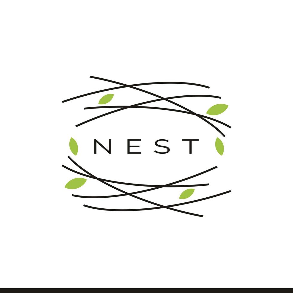 ispirazione per il design del logo in stile art linea dell'icona del nido di uccello vettore