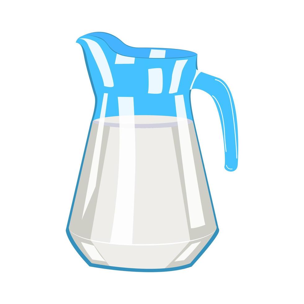 latte in brocca di vetro, di origine animale o vegetale vettore