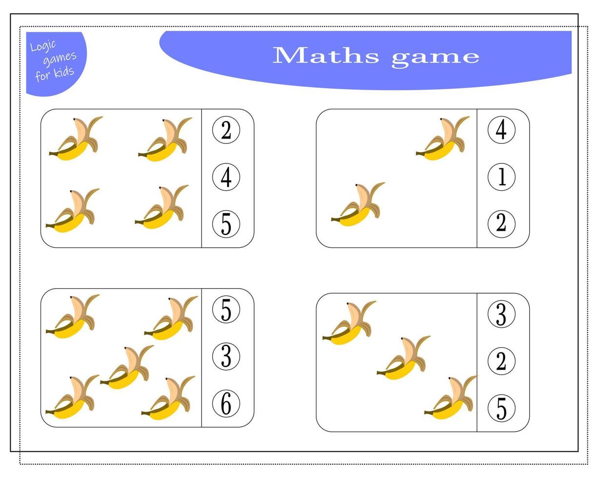 un gioco di matematica per bambini. conta quanti ce ne sono vettore