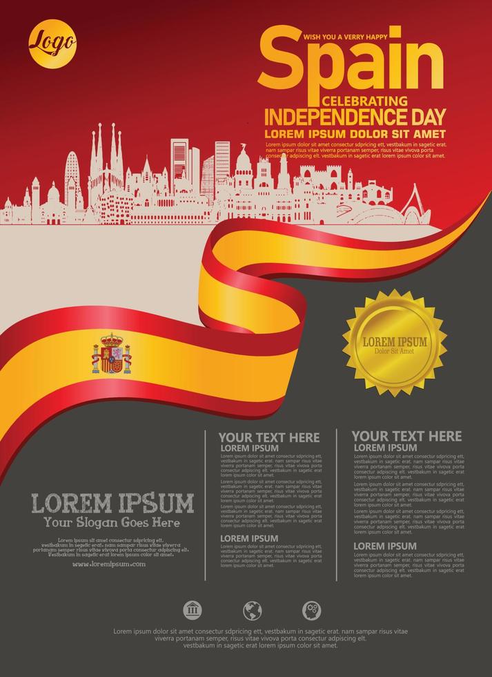 modello di design moderno della giornata nazionale della spagna. design per poster, brochure, flayer e altri utenti vettore
