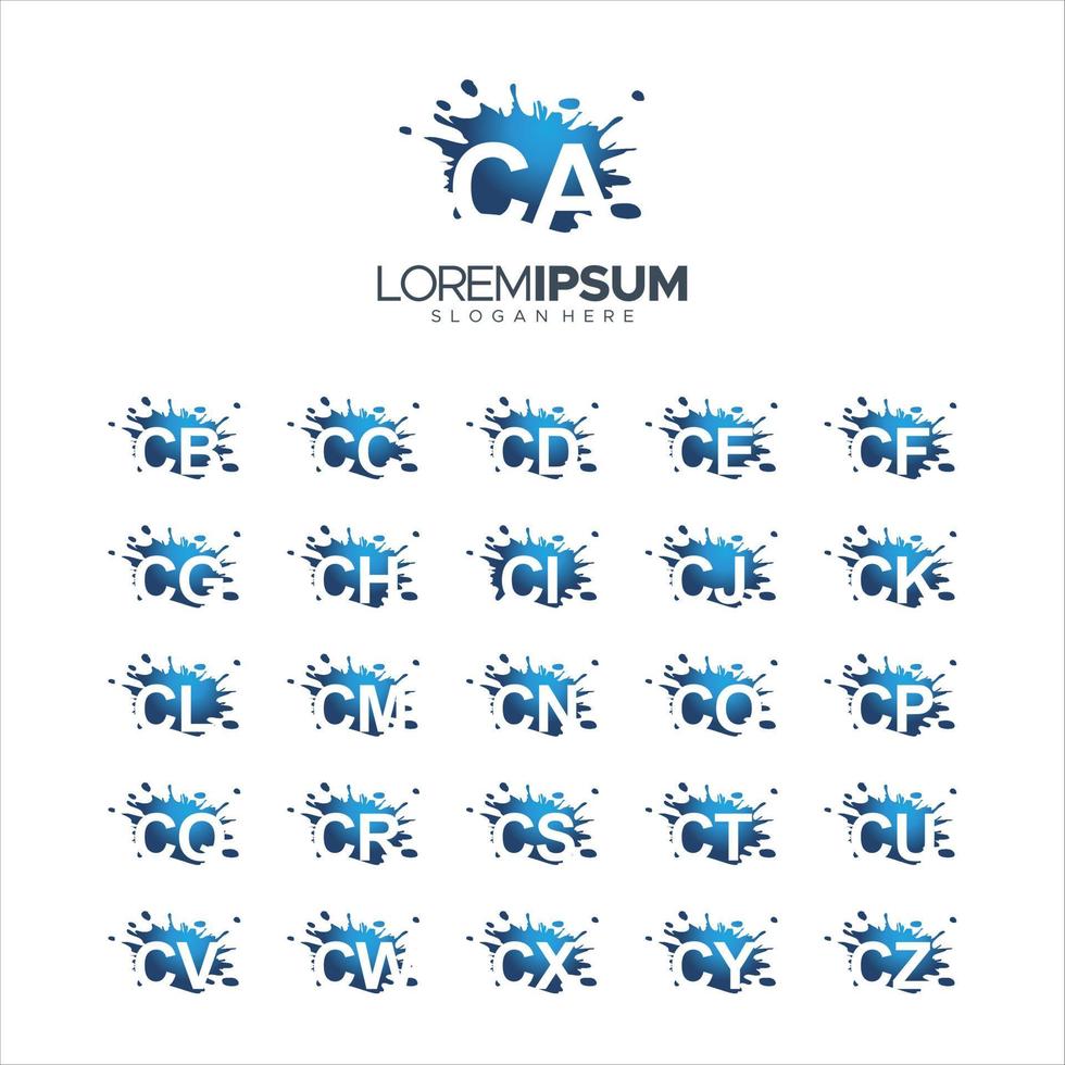 pennello splash vettore lettera ca - cz logo illustrazione vettoriale 10 eps