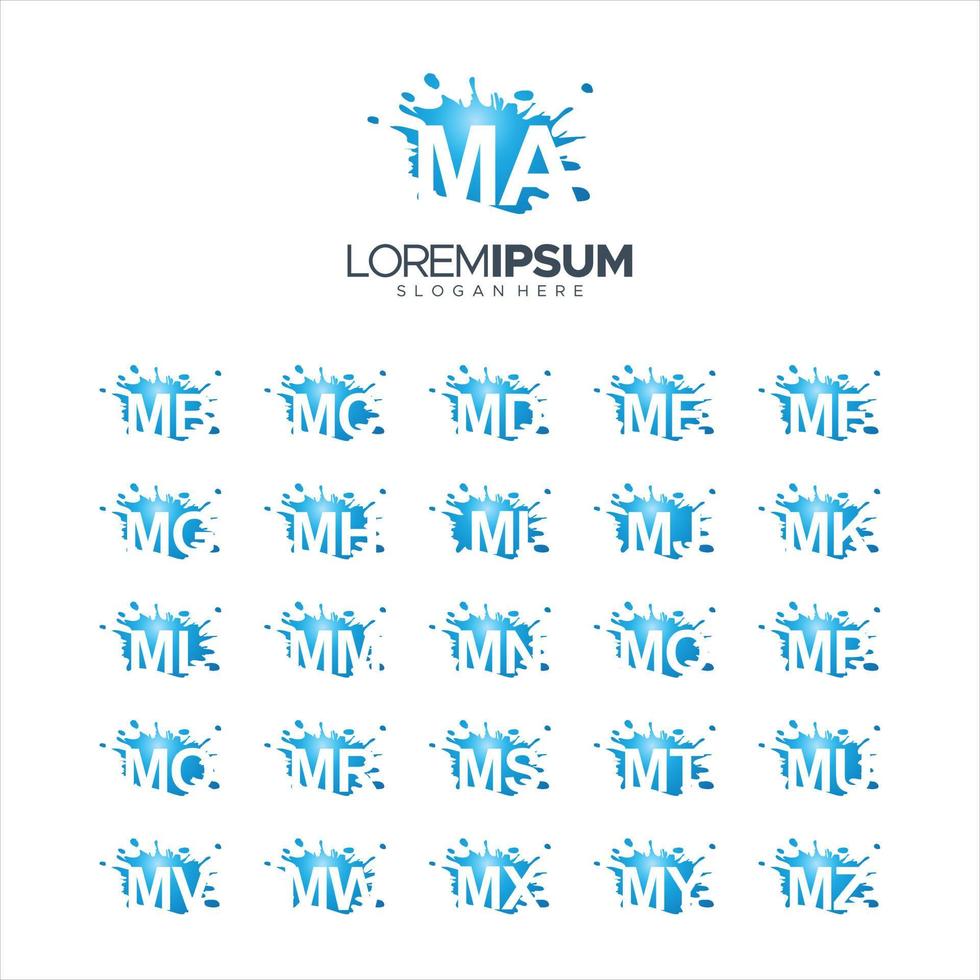 pennello splash vettore lettera ma - mz logo illustrazione vettoriale 10 eps