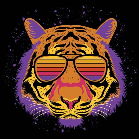 Illustrazione di faccia di tigre per il design di t-shirt vettore