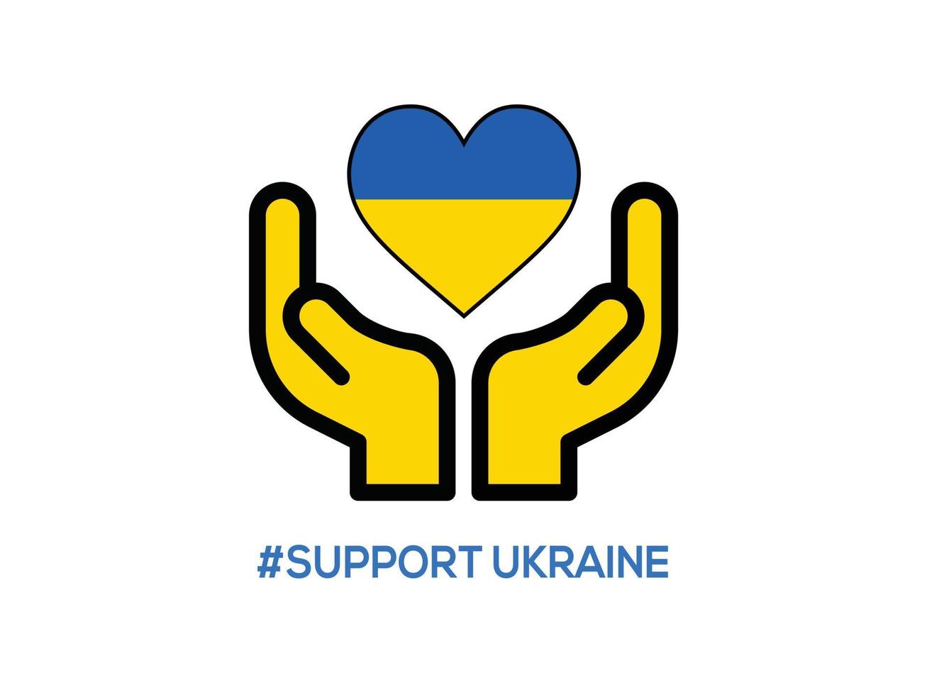 cuore dell'ucraina con icona a forma di mano bandiera dell'ucraina vettore