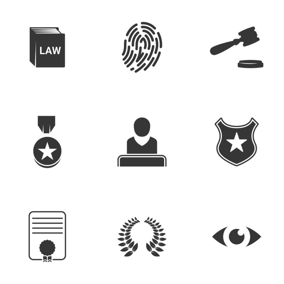 icone per la legge tematica. sfondo bianco vettore