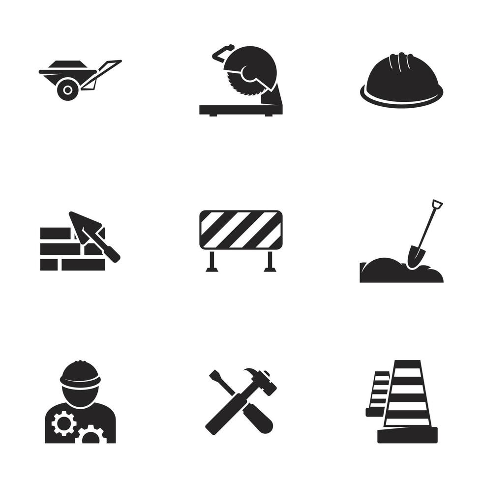 icone per lavori di costruzione a tema. sfondo bianco vettore