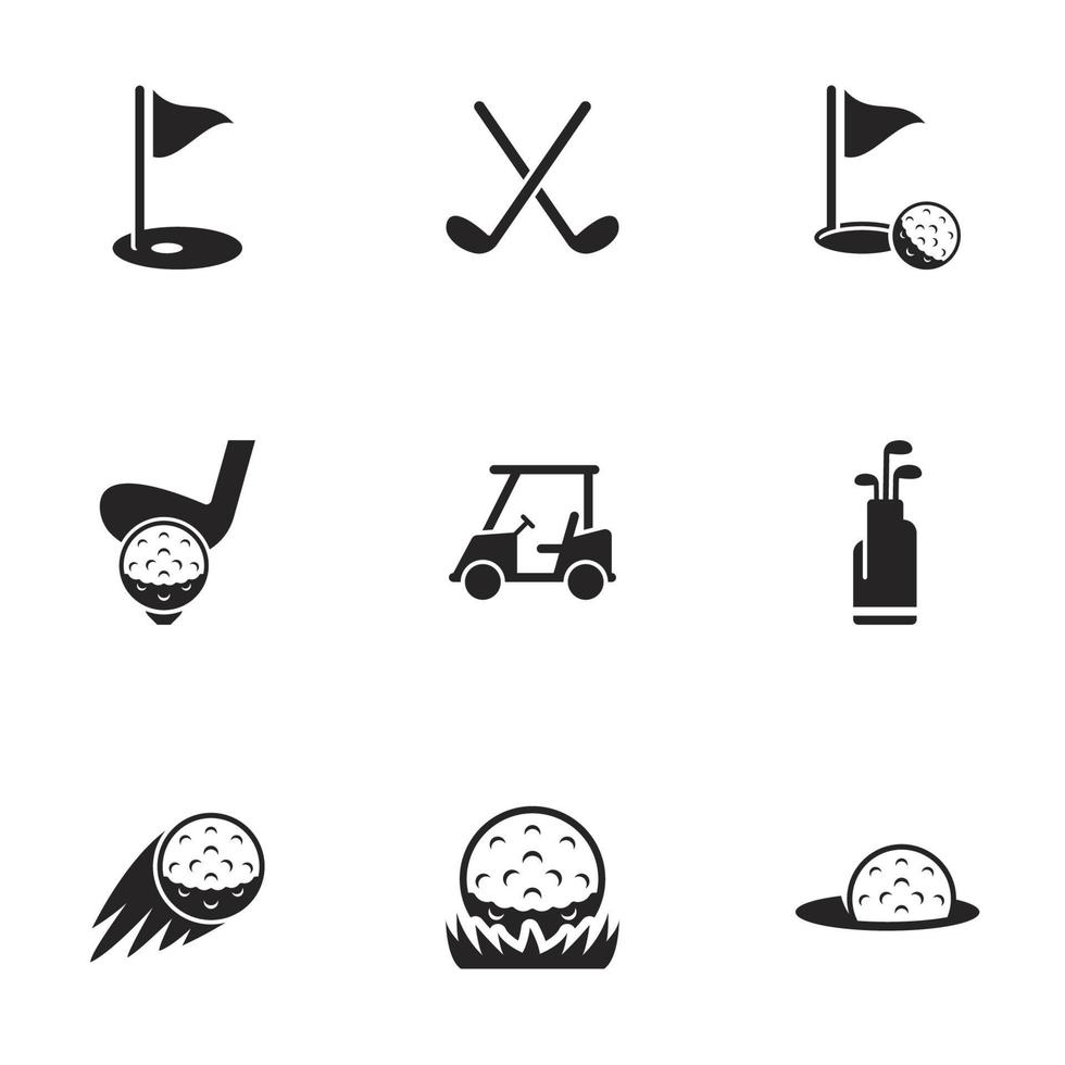 icone per tema golf, vettore, icona, set. sfondo bianco vettore