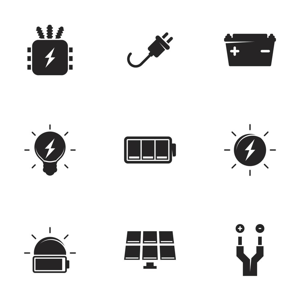 icone per l'elettricità a tema. sfondo bianco vettore