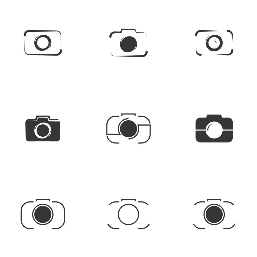 illustrazione vettoriale su sfondo bianco, icona della fotocamera