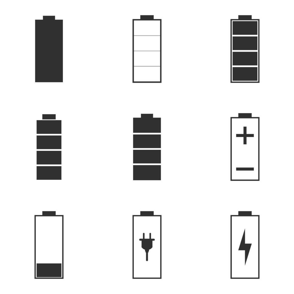 icone della batteria impostate vettore