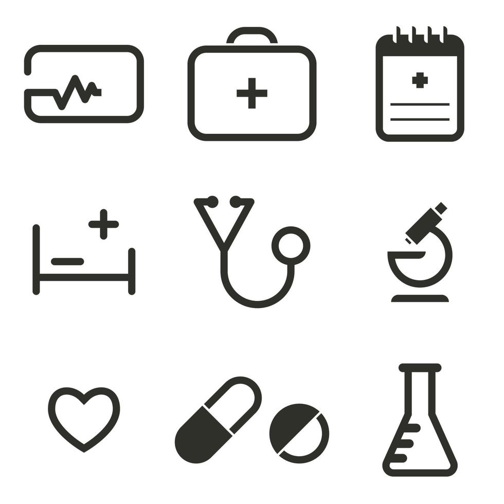 illustrazione vettoriale sul tema icone mediche
