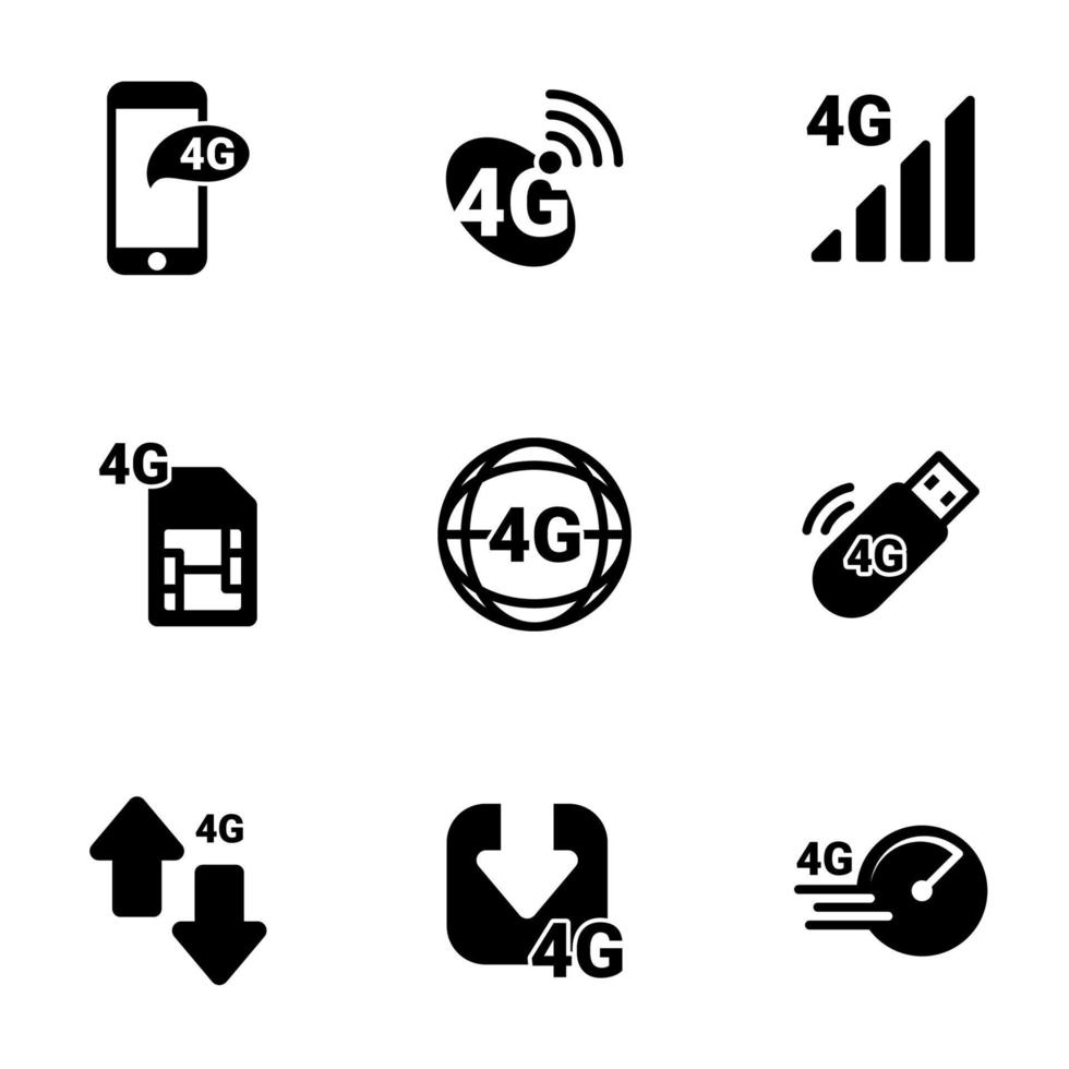 set di icone semplici su un tema connessione wireless, vettore, design, raccolta, piatto, segno, simbolo, elemento, oggetto, illustrazione, isolato. sfondo bianco vettore