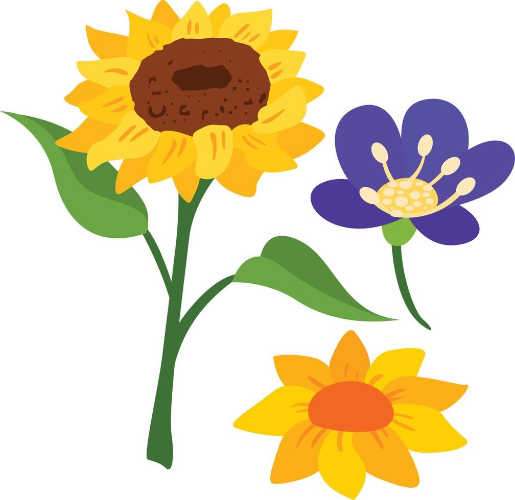 clipart vettoriali di bella stagione primaverile di fiori