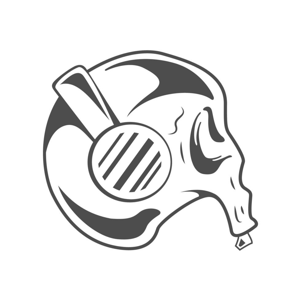 design del logo della musica del cranio vettore