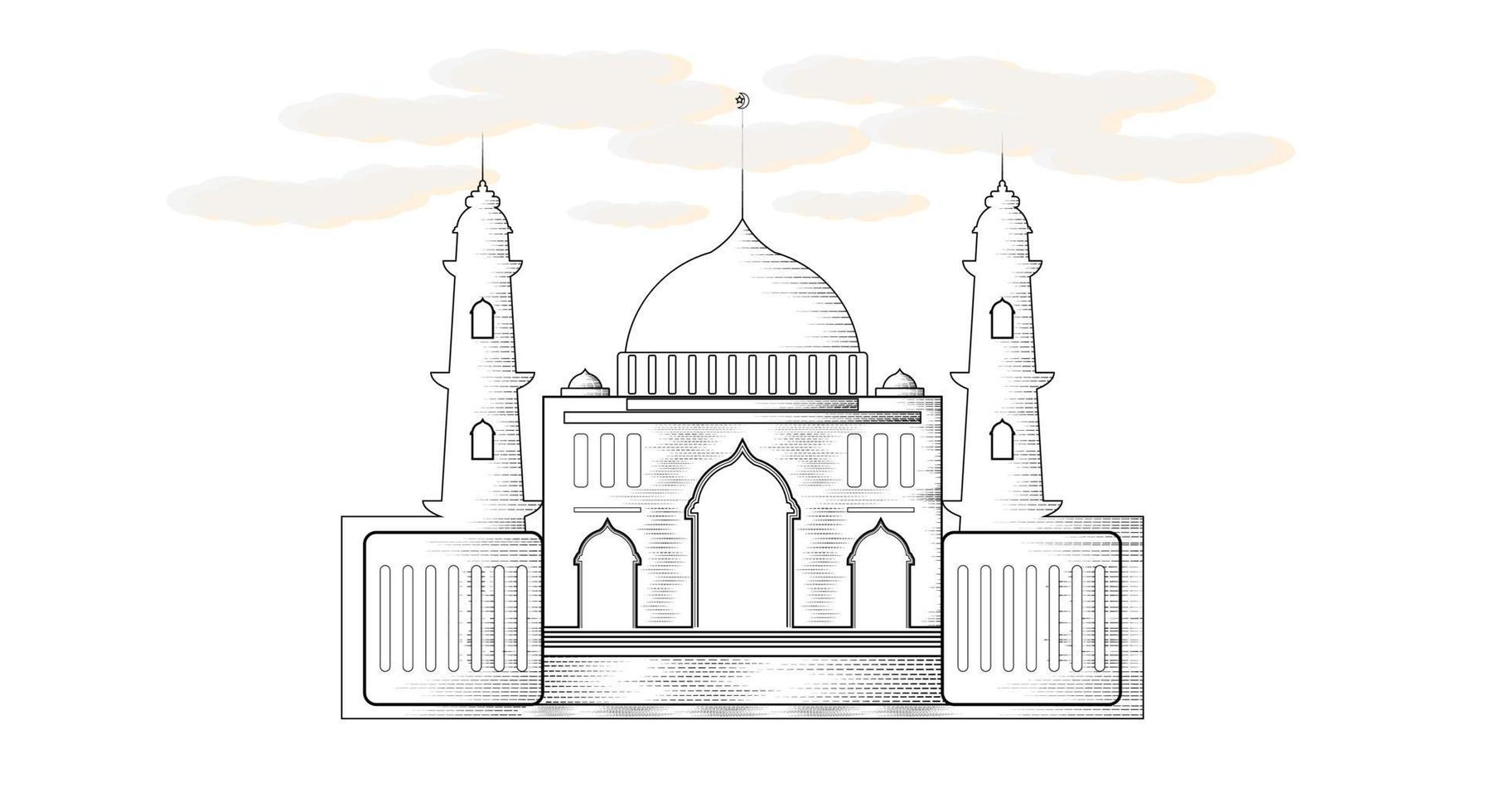 illustrazione di una moschea musulmana in vecchio stile vettore