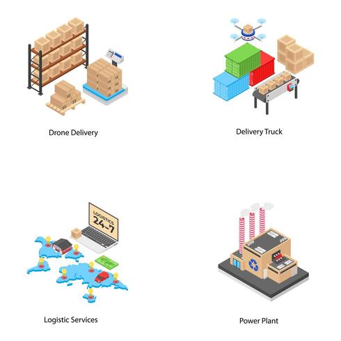 Icone di logistica e spedizione vettore