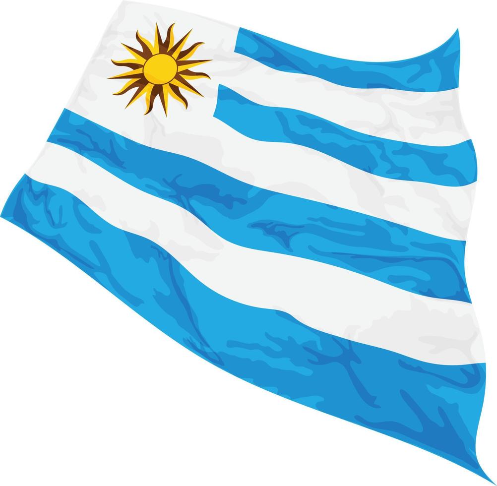 illustrazione vettoriale della bandiera dell'uruguay che ondeggia nel vento
