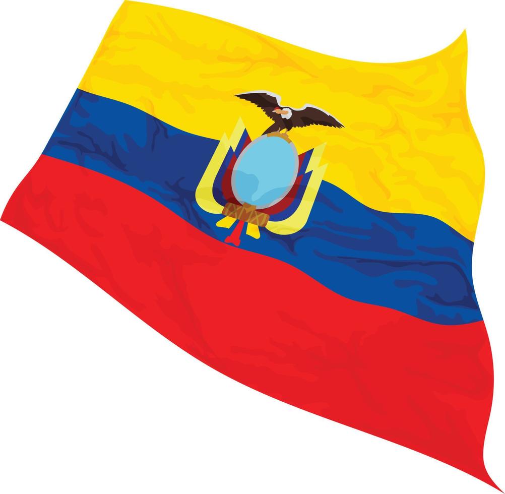 illustrazione vettoriale della bandiera dell'Ecuador che ondeggia nel vento