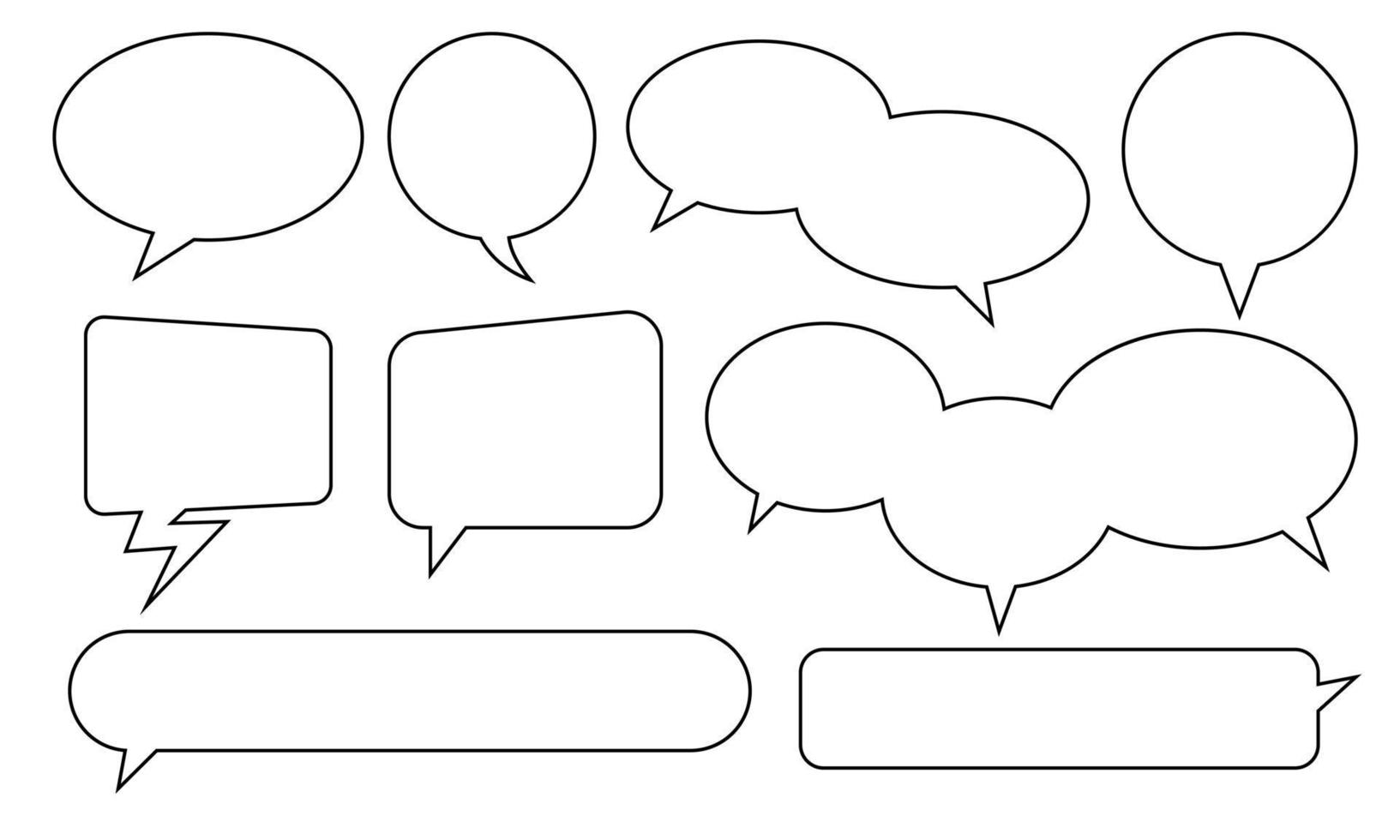set di bolle di chat vuote delineate. adatto per elemento di design di etichetta di comunicazione, bolla di chat informativa e modello di messaggio di testo. vettore