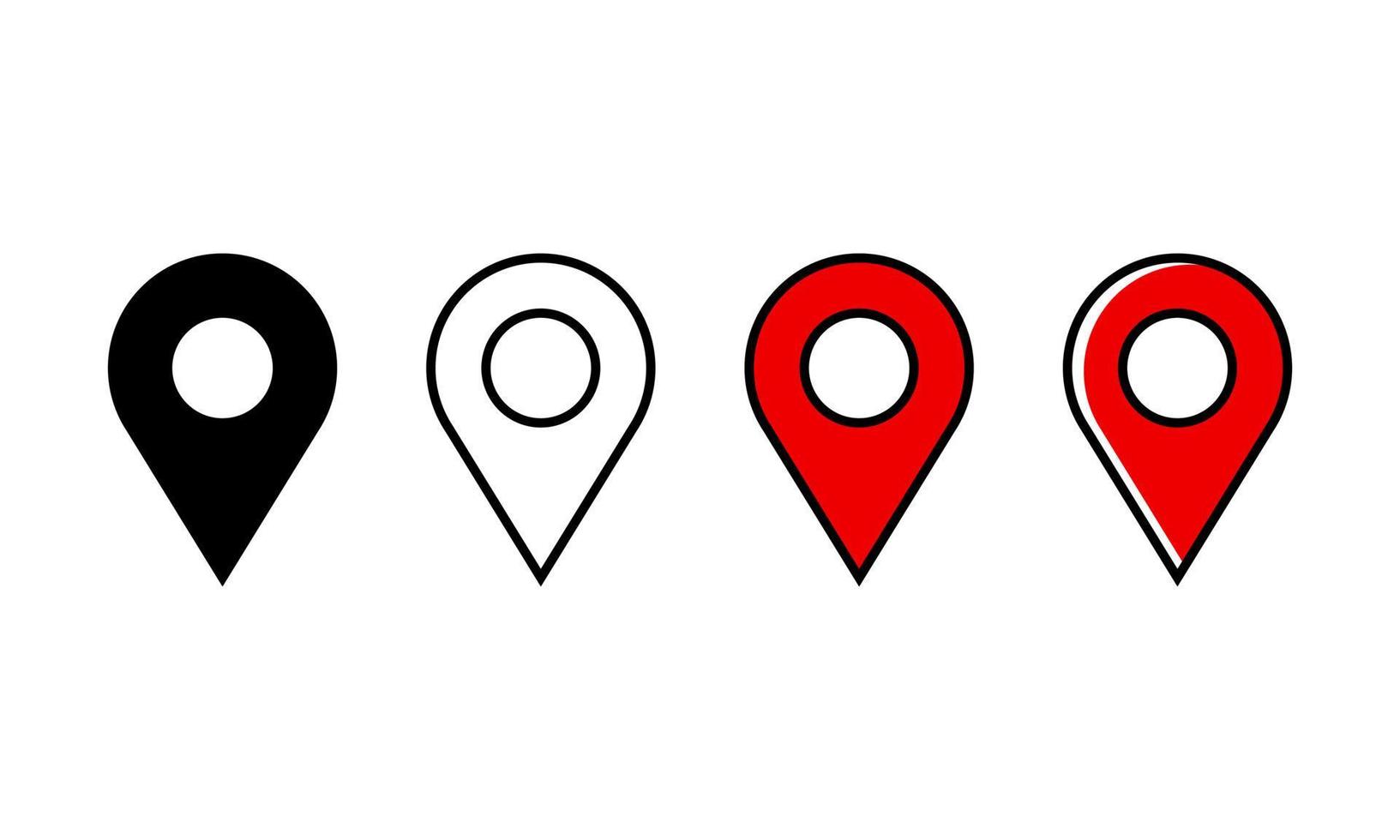set di icone del perno di localizzazione della mappa. raccolta di icone locator marketr in stile solido, delineato, delineato a colori e lineare. perfetto per l'elemento di design dell'app mappa. vettore