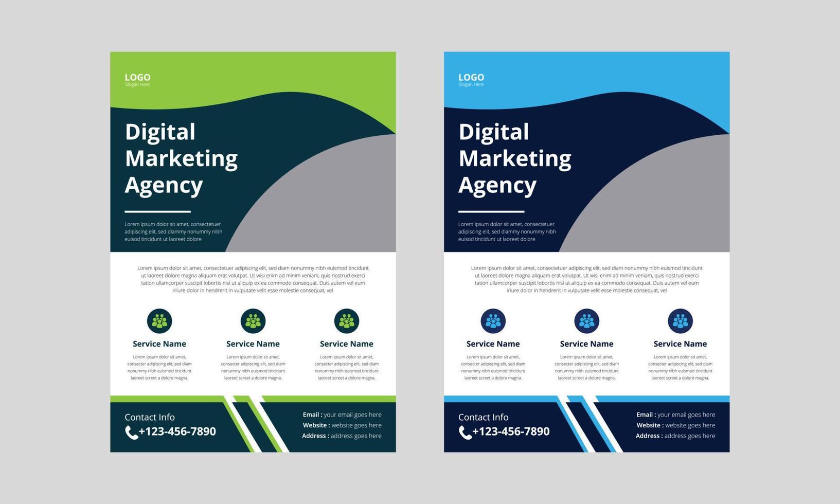 modello di volantino per agenzia di marketing digitale. design volantino aziendale aziendale. formato a4, copertina, poster, design volantino vettore