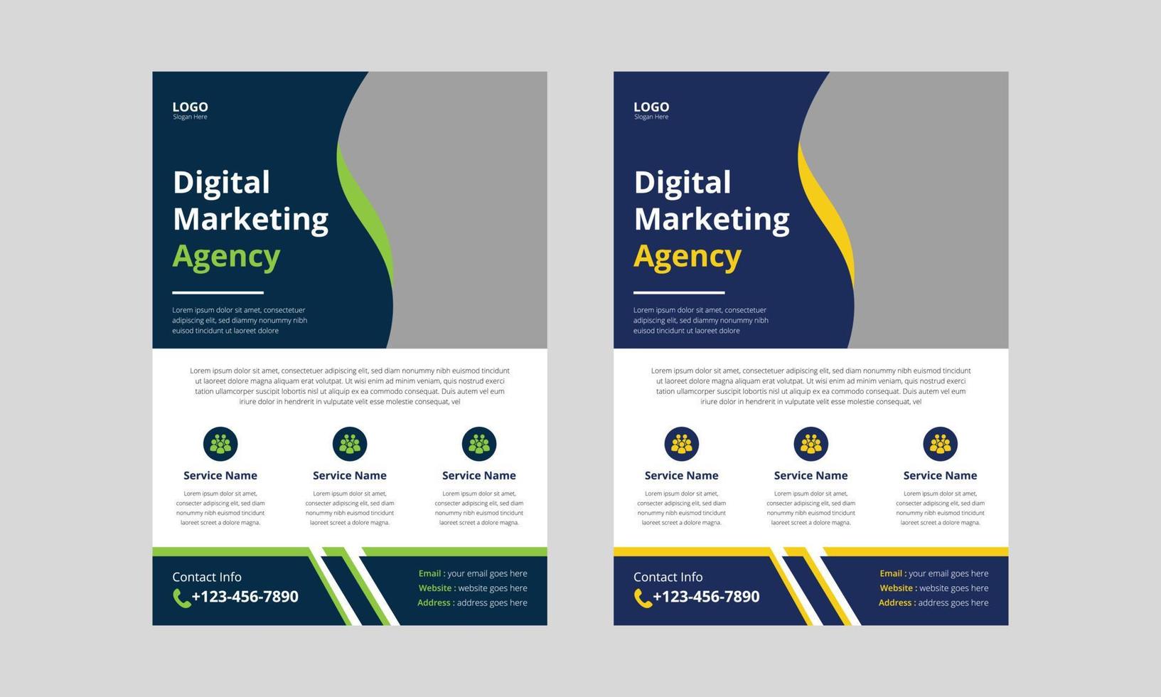 modello di volantino per agenzia di marketing digitale. design volantino aziendale aziendale. formato a4, copertina, poster, design volantino vettore