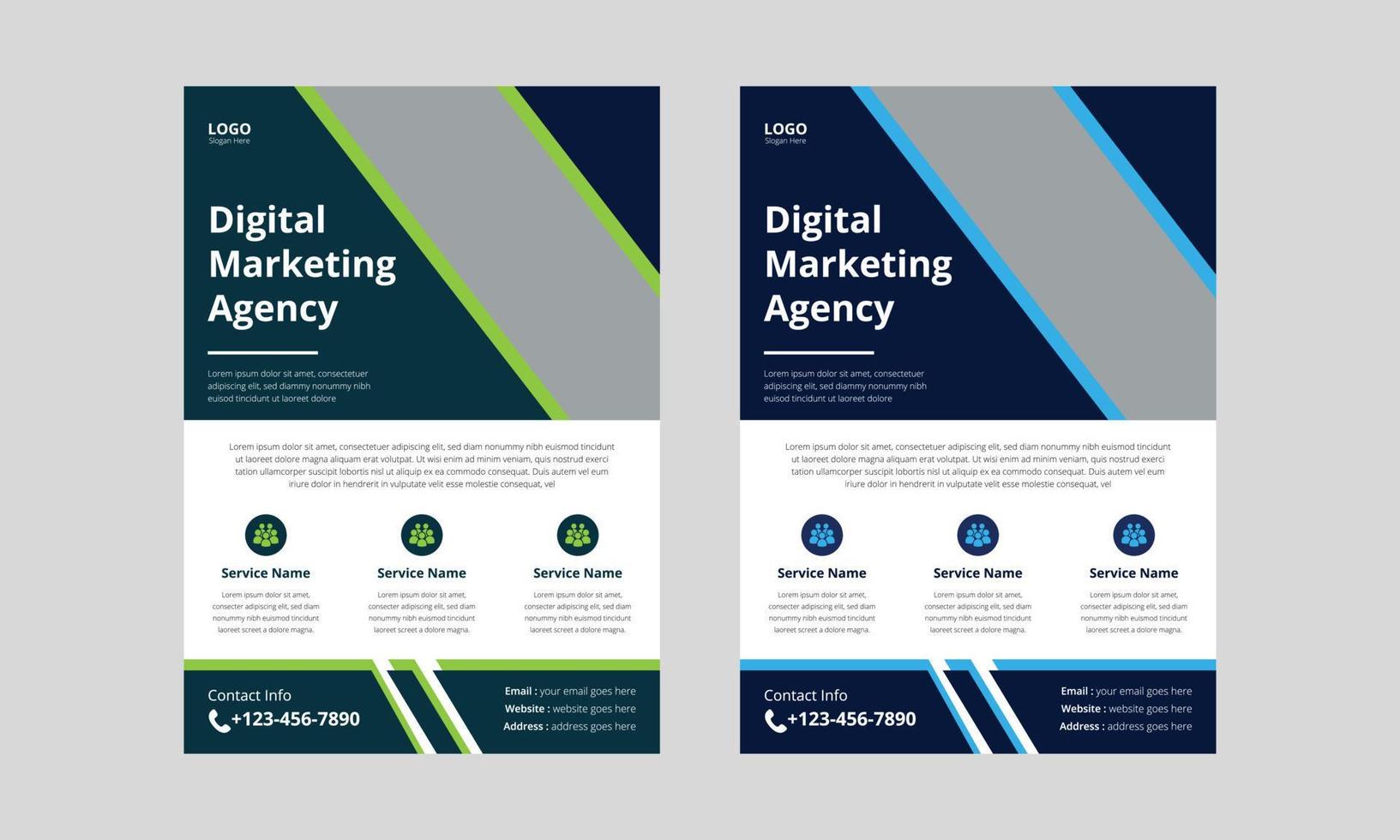 modello di volantino per agenzia di marketing digitale. design volantino aziendale aziendale. formato a4, copertina, poster, design volantino vettore