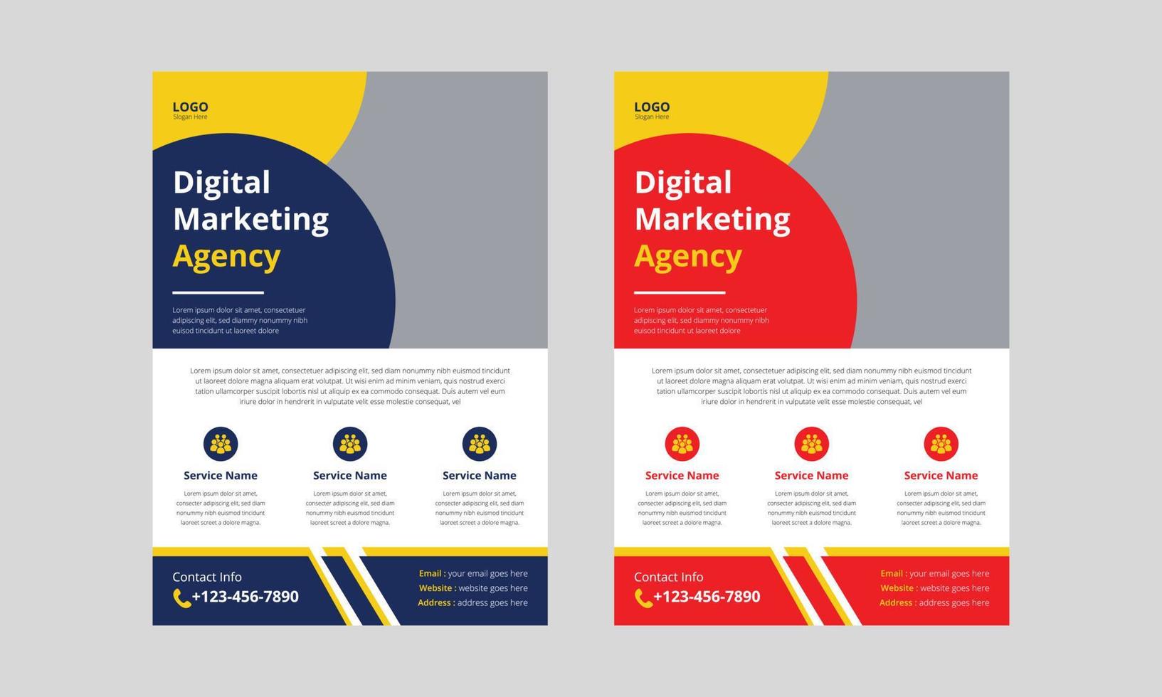 modello di volantino per agenzia di marketing digitale. design volantino aziendale aziendale. formato a4, copertina, poster, design volantino vettore